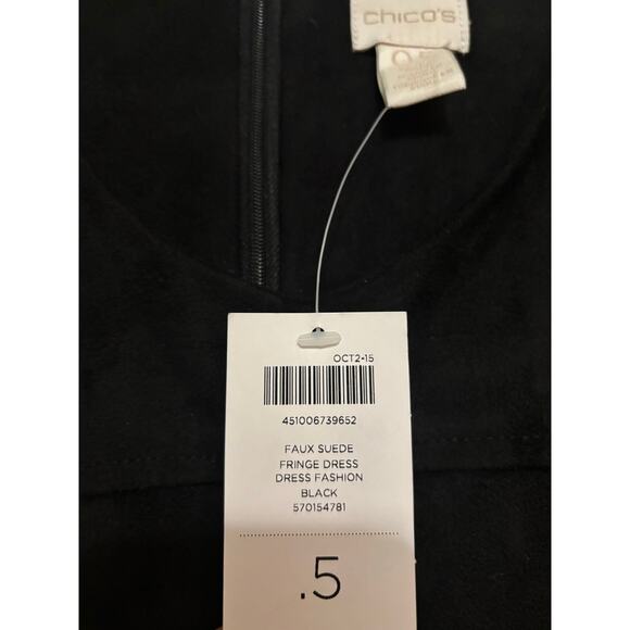 Chico's Black Faux Suede Dress Fringe Western Country Concert 0.5 Size 6 NWT - Picture 7 of 8